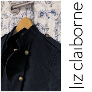 Liz Claiborne Navy Canvas Military Jacket Sz 6
